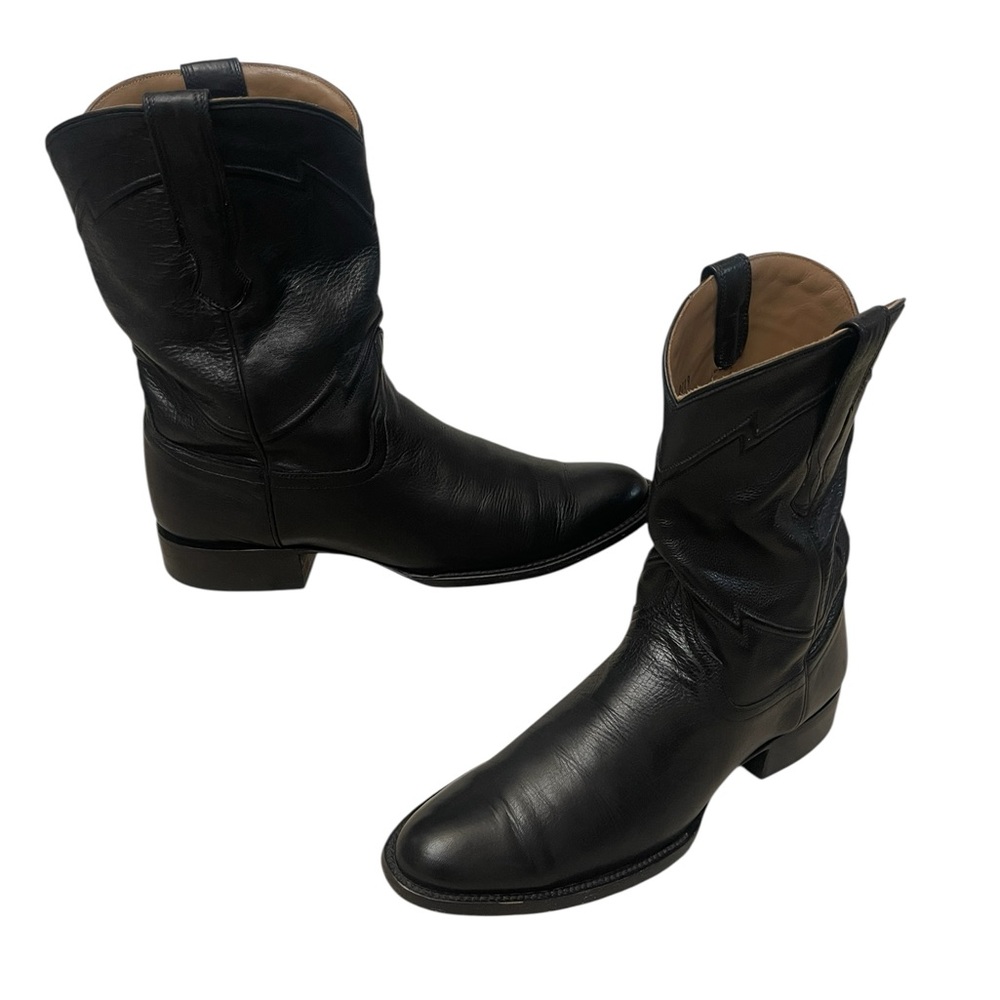 Cuero “The Austin” Black Leather Classic Roper Western Boot Mens size 9.5D